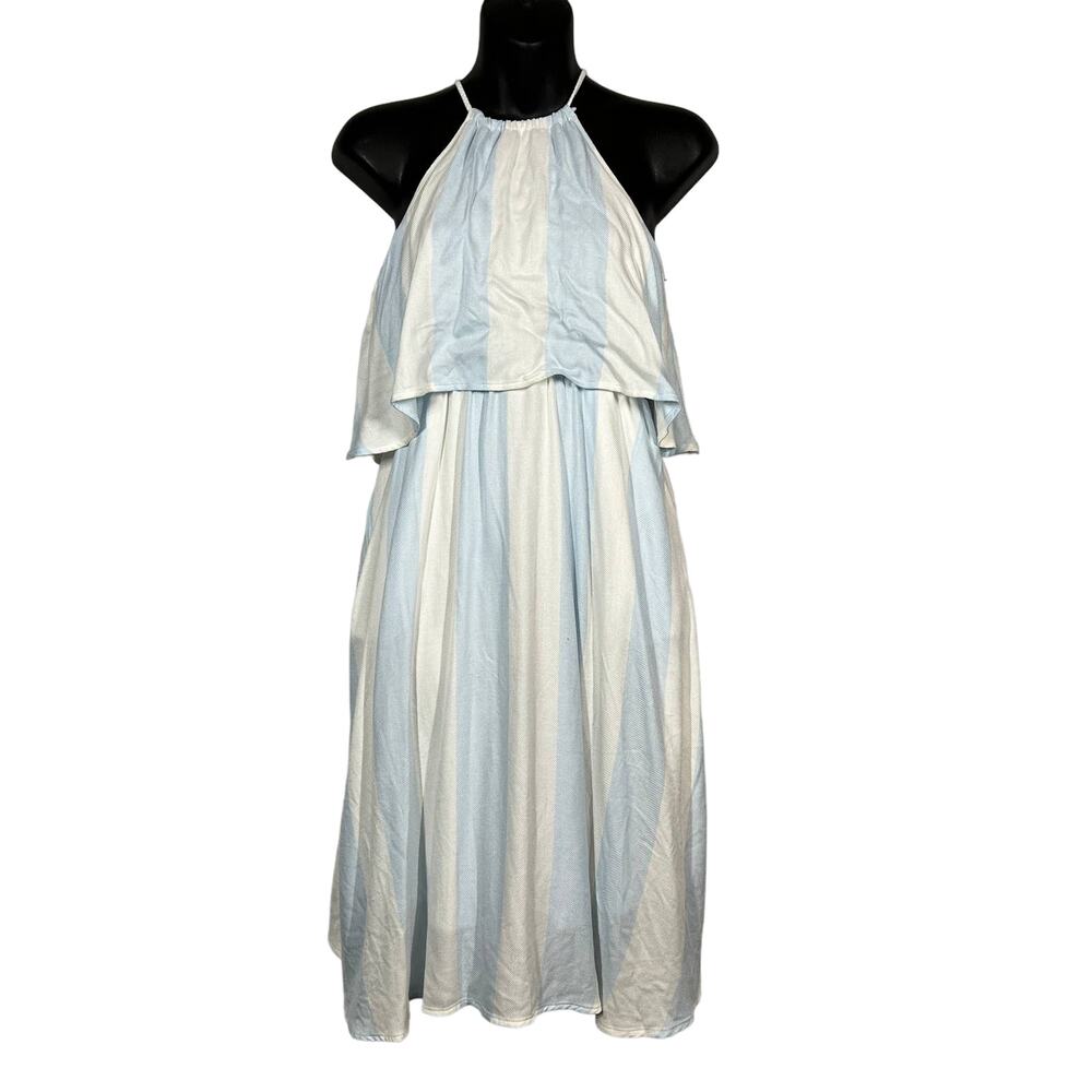 Lauren James Halter Dress Sailor Stripe Rope Tie Beachy Vacation - S